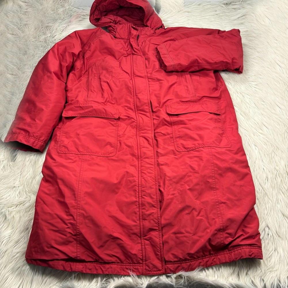 L.L. Bean Women's PXL Red Long‎ Line Puffer Parka Coat Hooded Outdoorsy